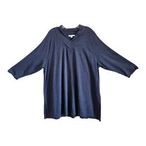 J JILL PURE JILL Women's Plus 2X Tunic Top French Terry Pima Cotton Tencel 50"